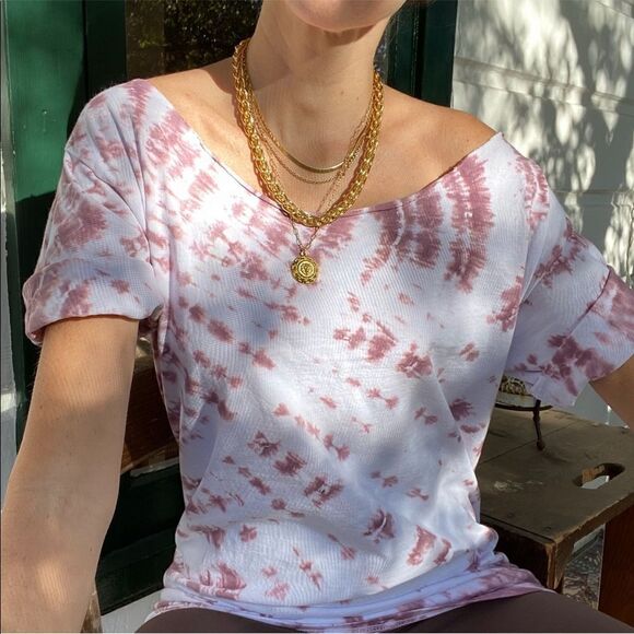 Dusty rose tie dyed t-shirt - Picture 3 of 5